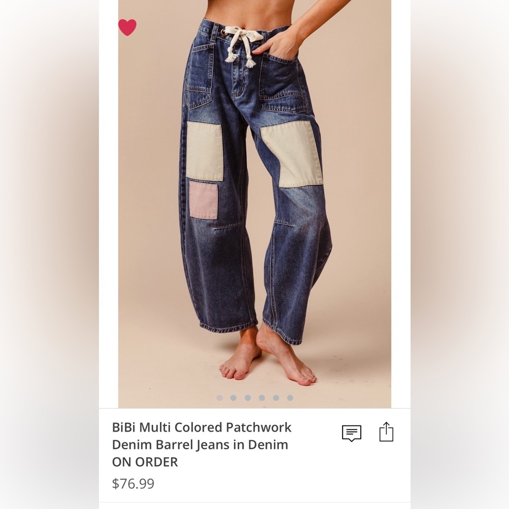 Bibi Multi Colored Patchwork Denim Barrel Jeans - image 6